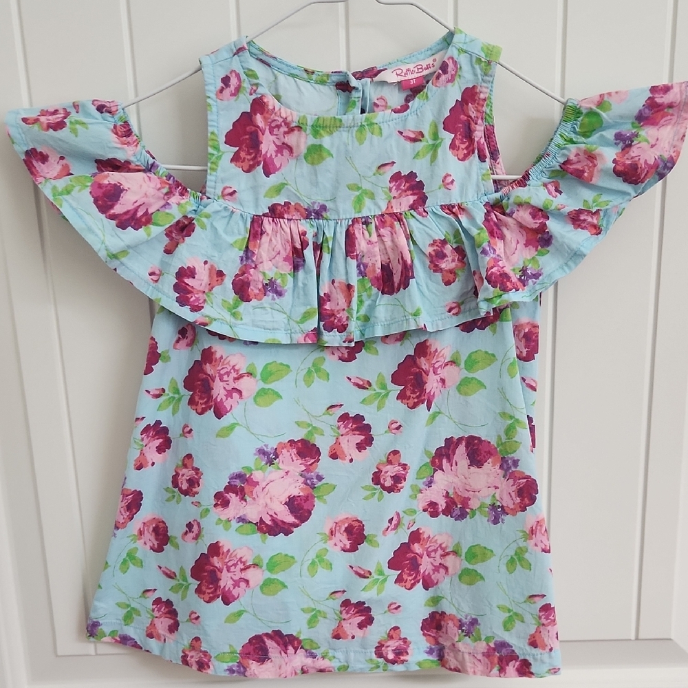 Ruffle Butts Pink Ruffled Cold Shoulder dress, Floral, Girls 3T